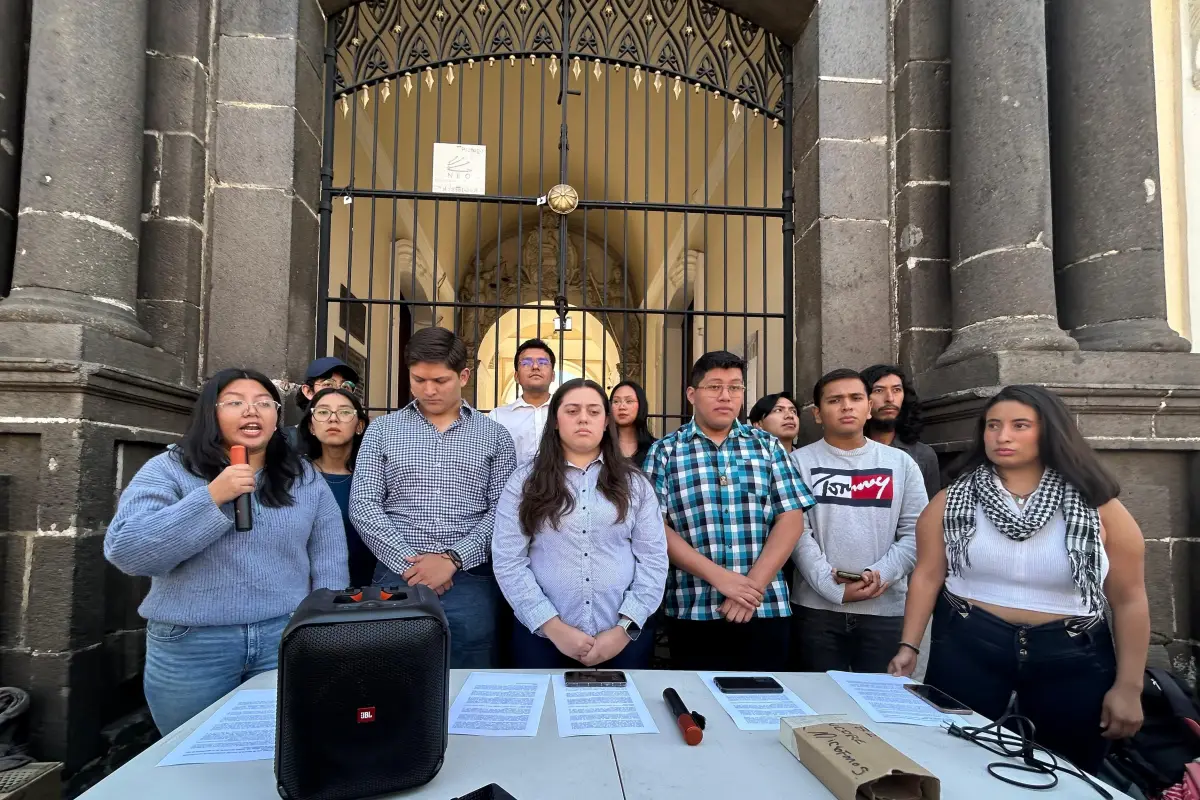 Estudiantes de la Usac en conferencia de prensa el miércoles, 25 de marzo, para pronunciarse sobre proceso de elección de rector., Omar Solís/Emisoras Unidas