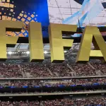 Cartel de la FIFA durante la inauguración del Mundial 2026 en Los Ángeles ,EFE